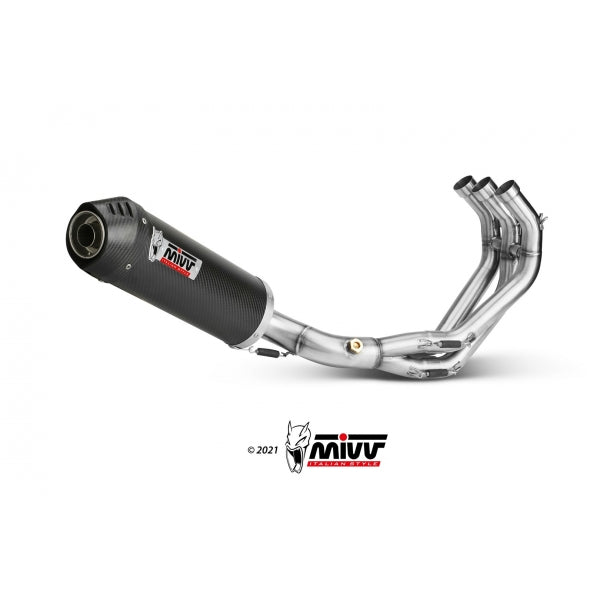 MIVV SISTEMA COMPLETO 3x1 OVAL CARBON WITH CARBON CAP YAMAHA MT-09 / FZ-09 2013-20