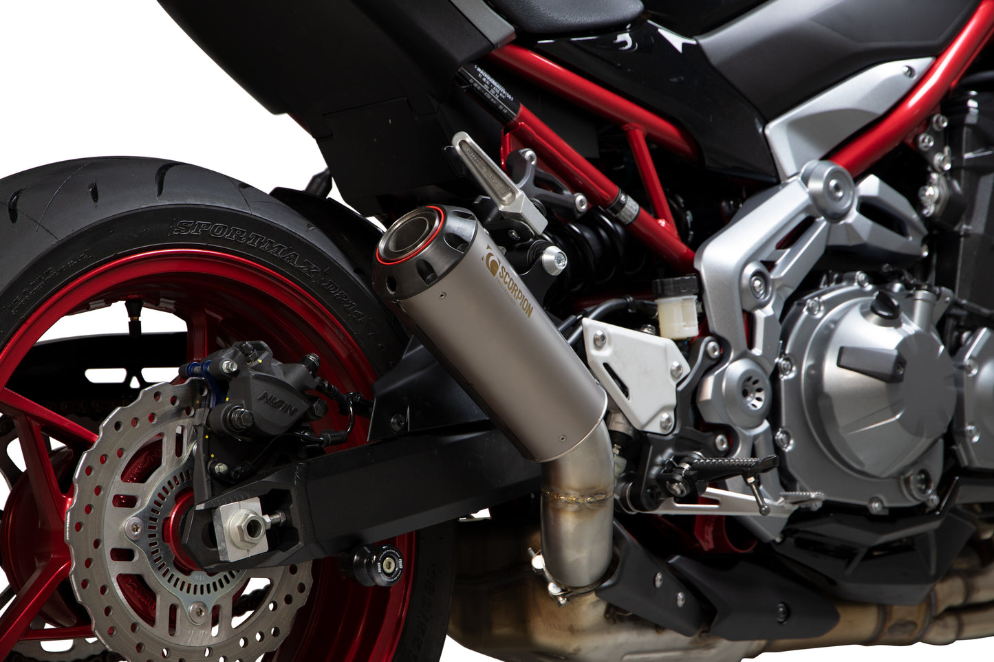 SCORPION RED POWER SLIP-ON KAWASAKI Z 900/Z900(A2) 17'-19' TITANIUM