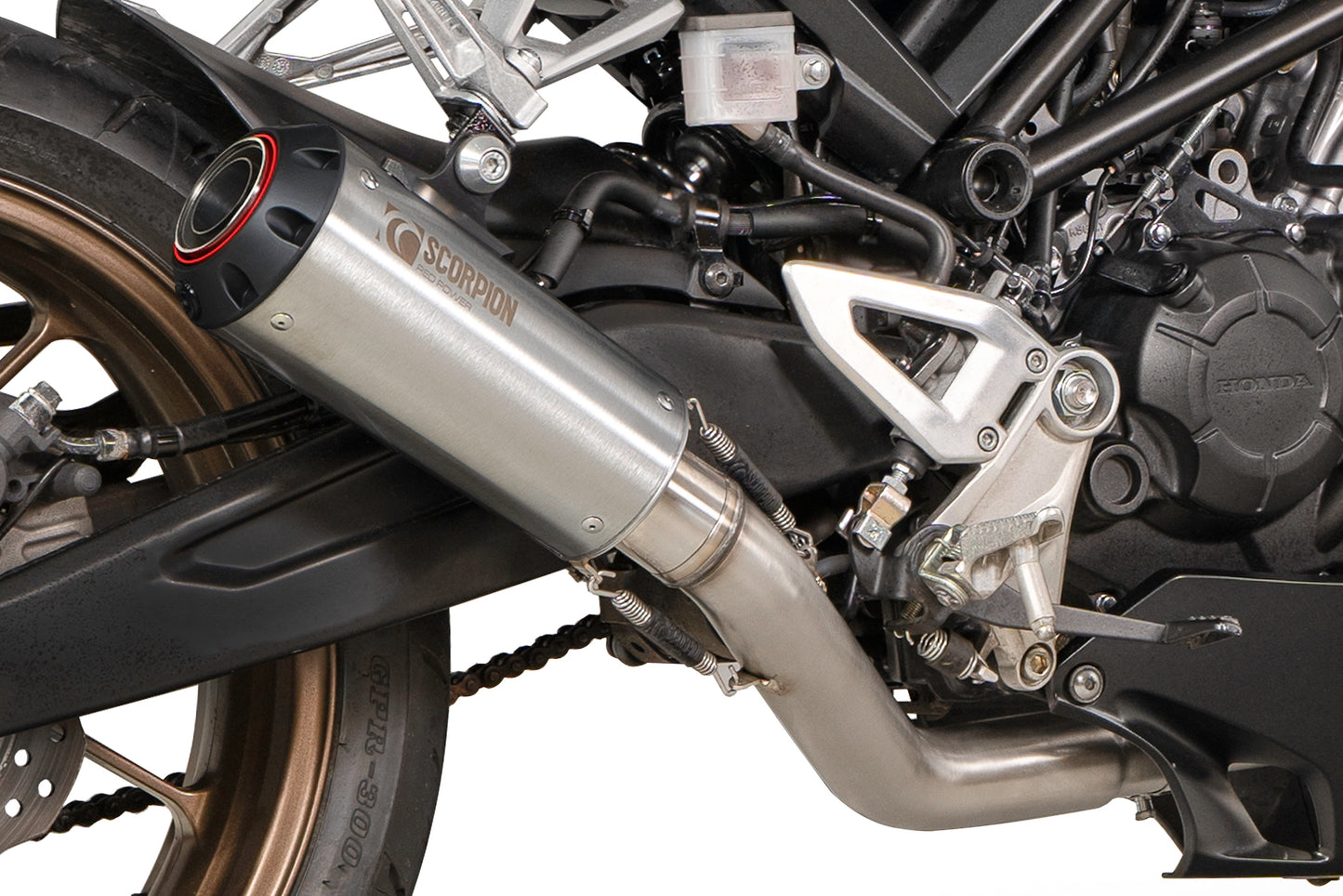 SCORPION RED POWER FULL SYSTEM HONDA CB 125 R 21'-24' ACERO INOX