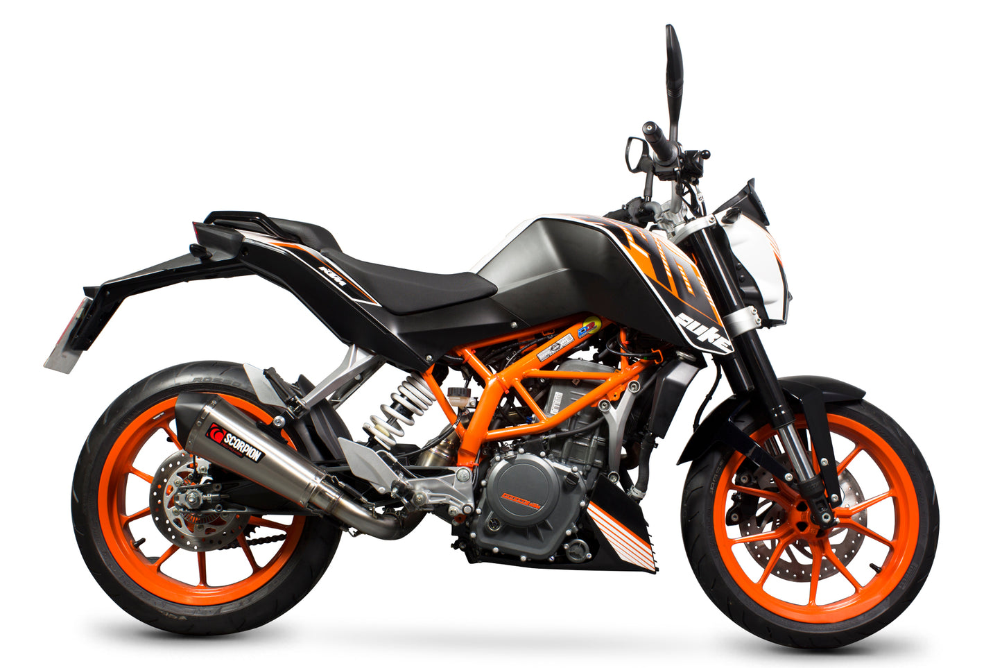 SCORPION SERKET TAPER 3/4 SYSTEM KTM DUKE 390 13'-16' STAINLESS STEEL (REMOVES FACTORY CATALYST)