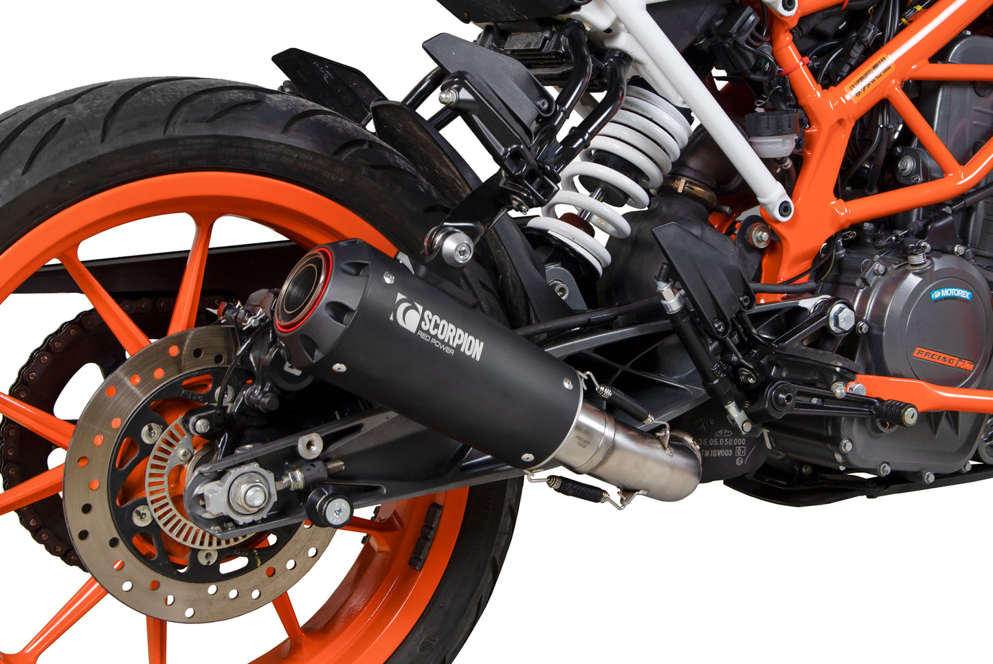 SCORPION RED POWER SLIP-ON KTM DUKE 390 17'-20' BLACK CERAMIC