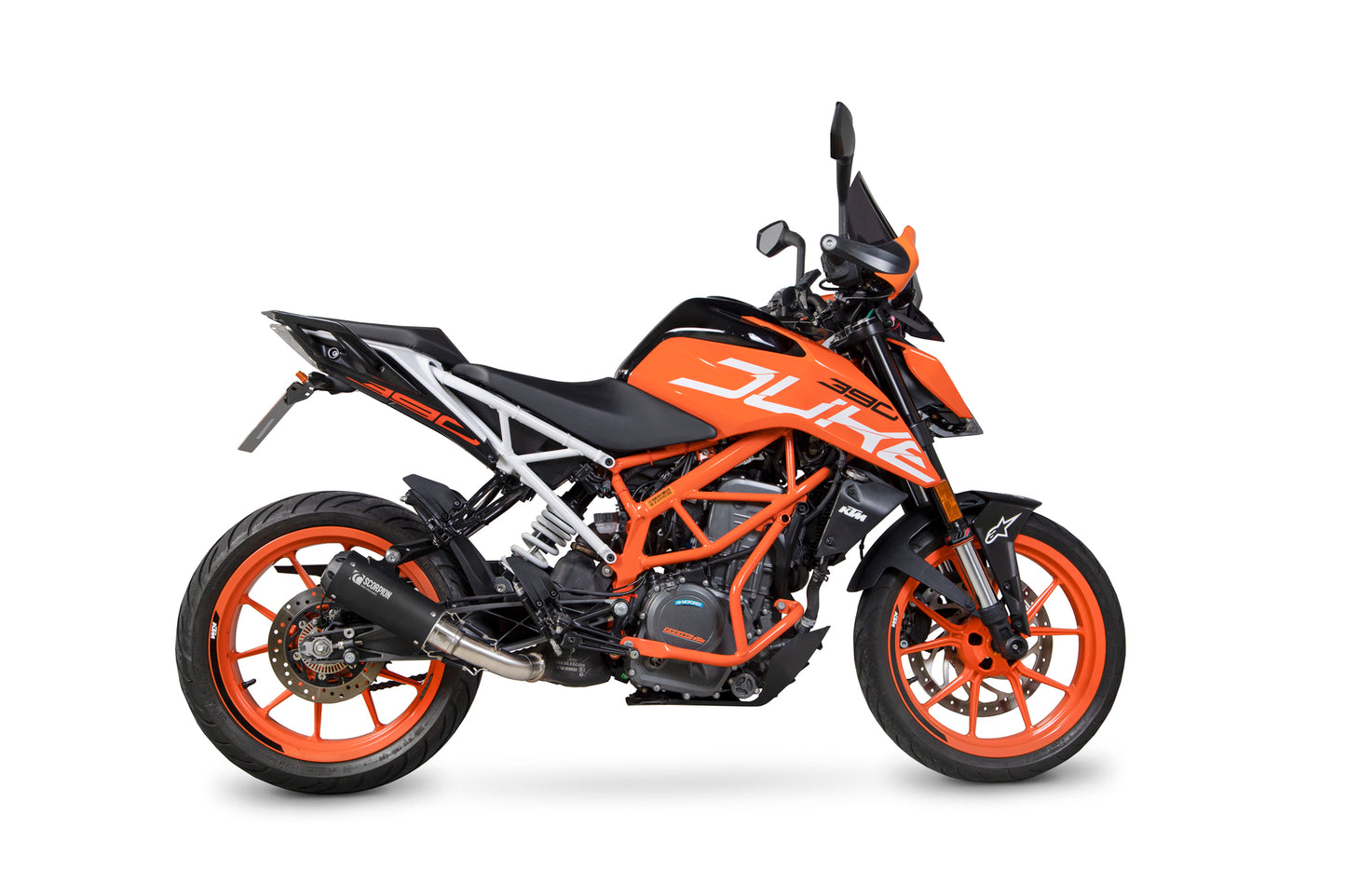 SCORPION RED POWER SLIP-ON KTM DUKE 390 17'-20' BLACK CERAMIC