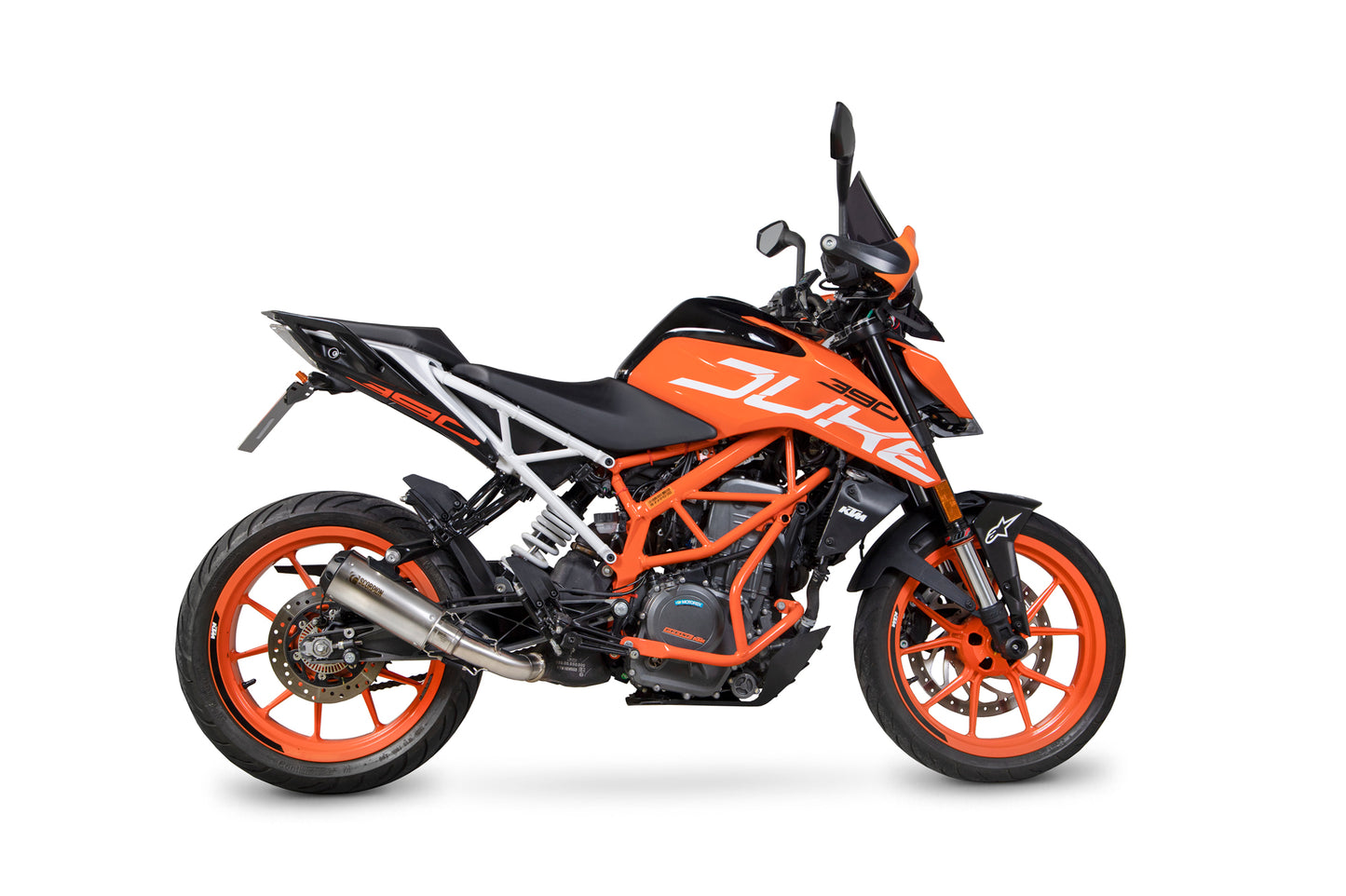 SCORPION RED POWER SLIP-ON KTM DUKE 390 17'-20' TITANIUM.