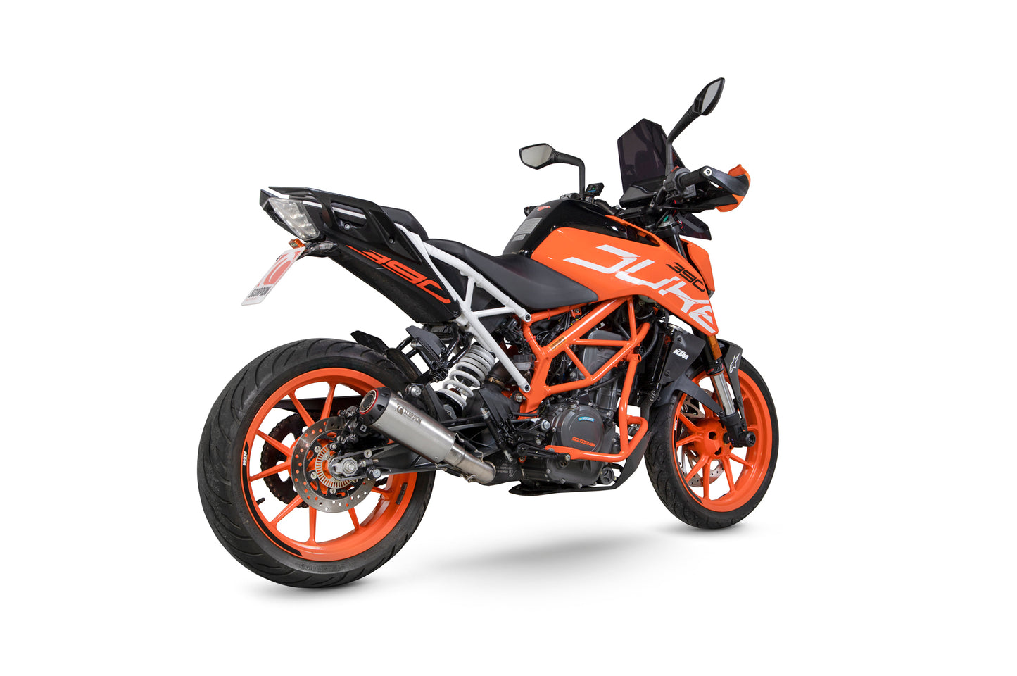 SCORPION RED POWER SLIP-ON KTM DUKE 390 17'-20' STAINLESS STEEL.