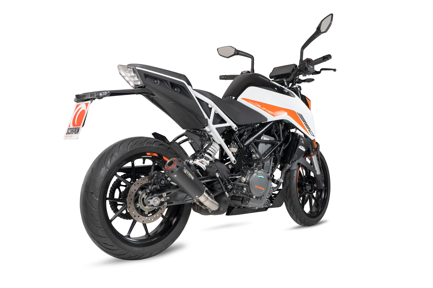 SCORPION RED POWER SLIP-ON KTM DUKE 390 21'- 23' BLACK CERAMIC