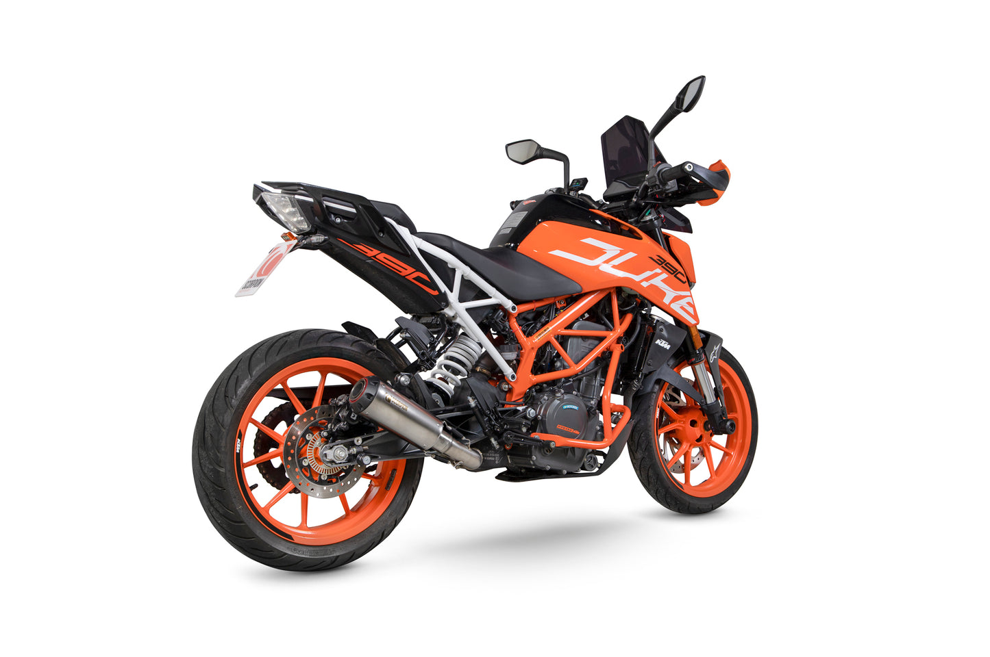 SCORPION RED POWER SLIP-ON KTM DUKE 390 17'-20' TITANIUM.