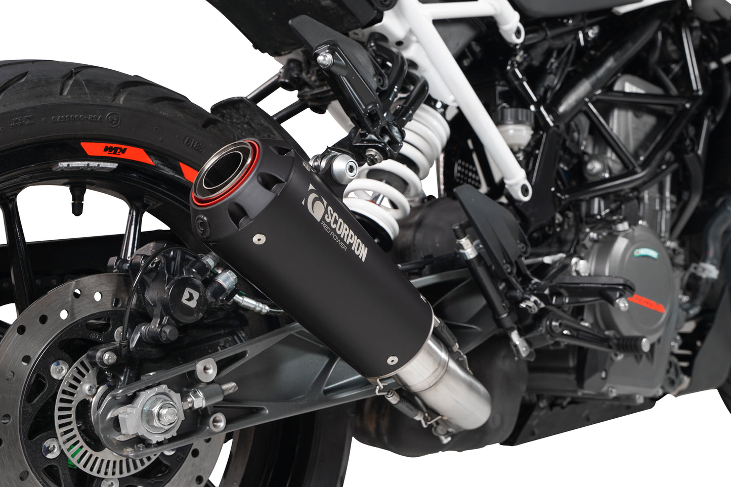 SCORPION RED POWER SLIP-ON KTM DUKE 390 21'- 23' BLACK CERAMIC