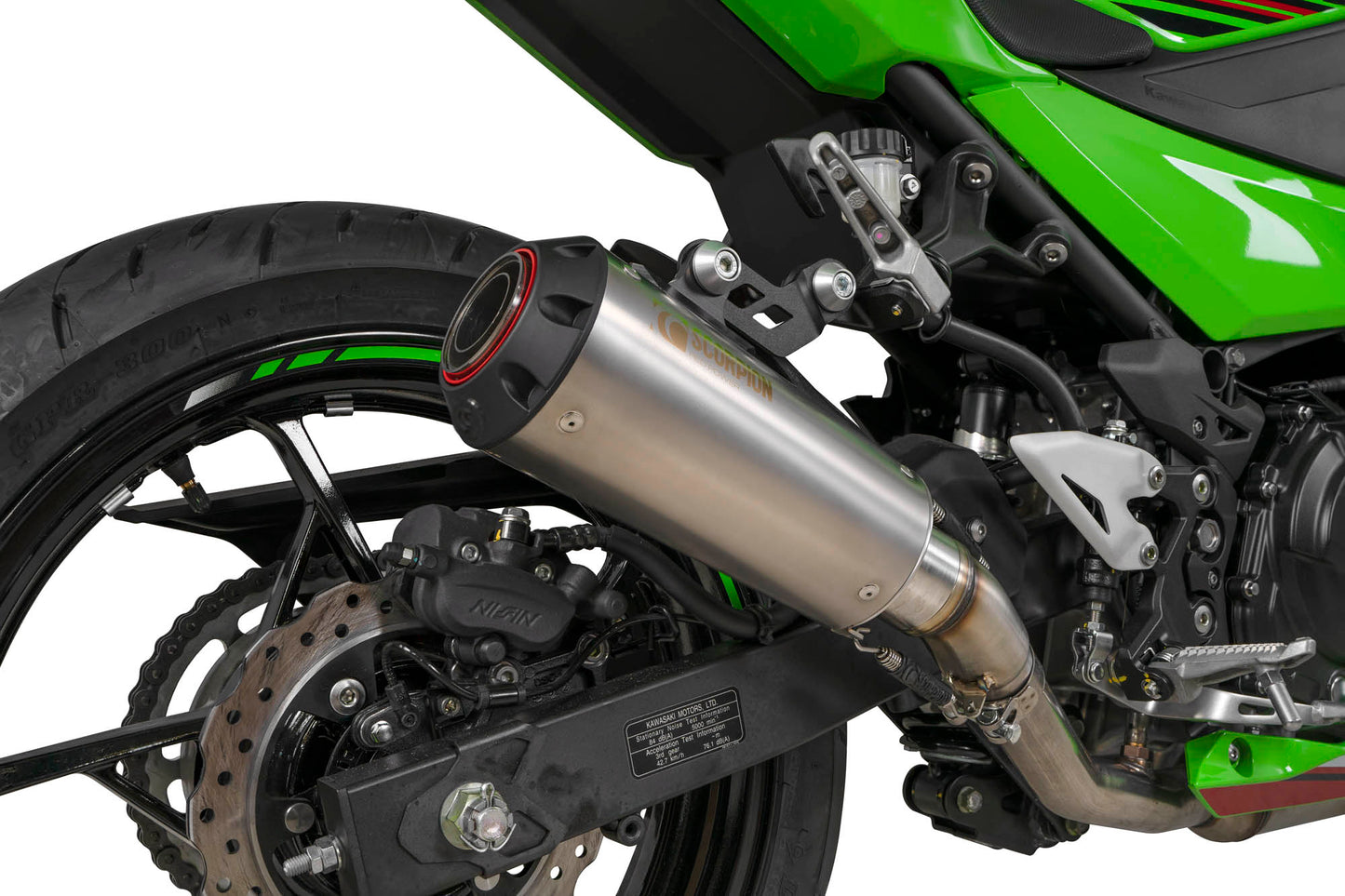 SCORPION RED POWER SLIP-ON KAWASAKI NINJA 400 2018-23'