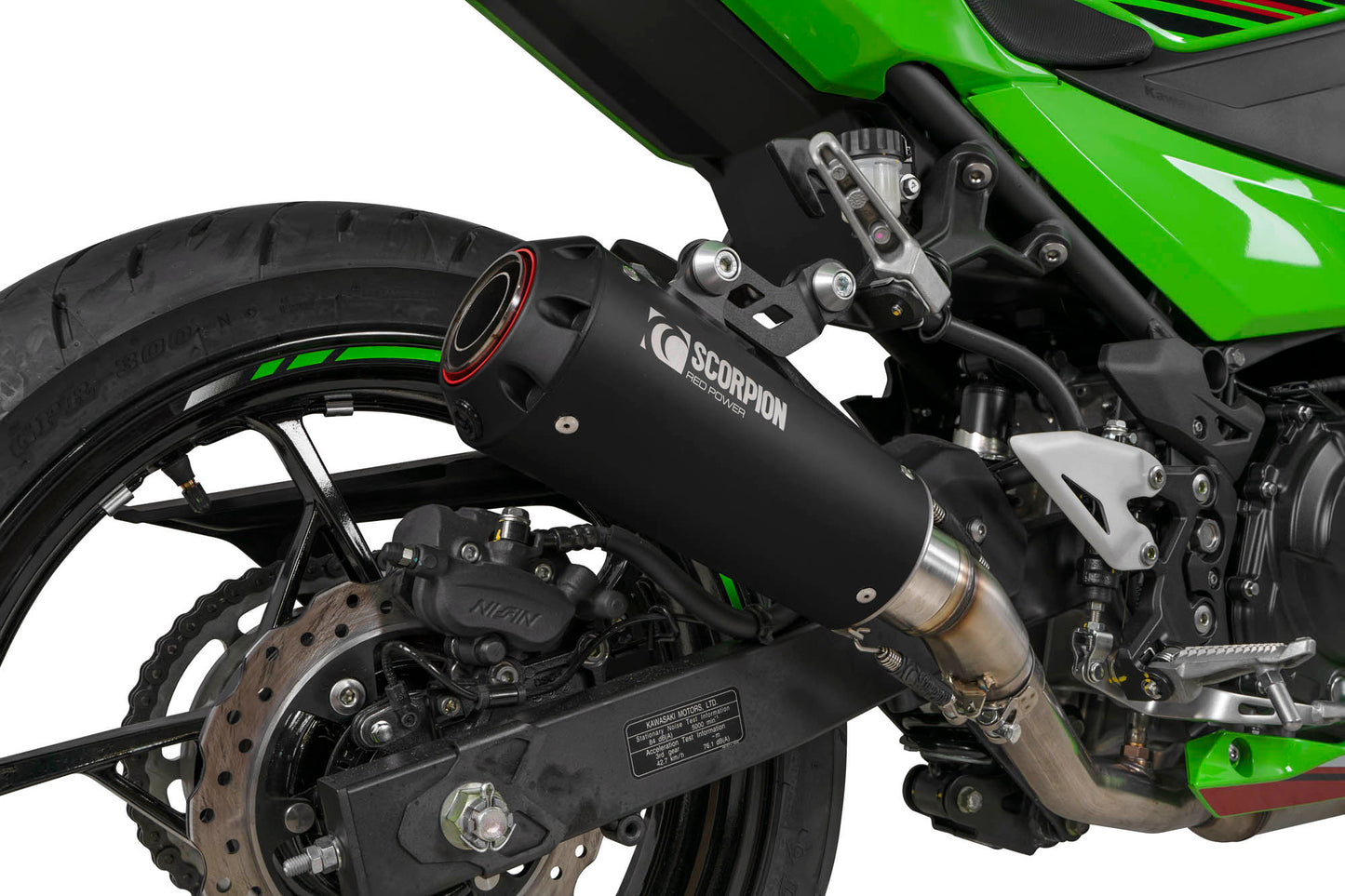 SCORPION RED POWER SLIP-ON KAWASAKI NINJA 400 2018-23'