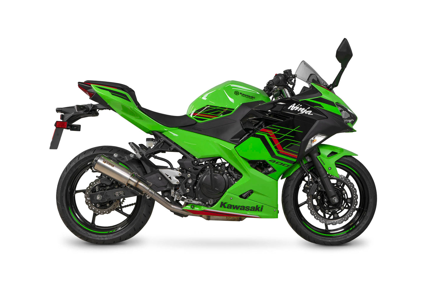 SCORPION RED POWER SLIP-ON KAWASAKI NINJA 400 2018-23'