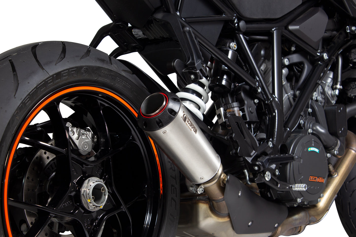 SCORPION RED POWER SLIP-ON KTM SUPER DUKE R 14'-19' STAINLESS STEEL.