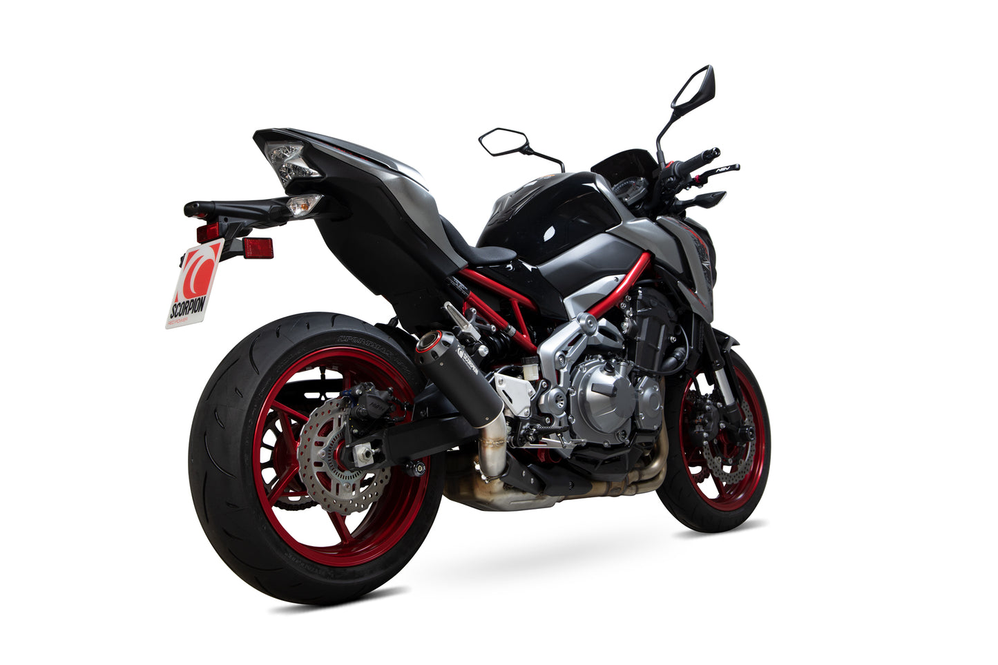 SCORPION RED POWER SLIP-ON KAWASAKI Z900/Z900 (A2) 17'-19' BLACK CERAMIC