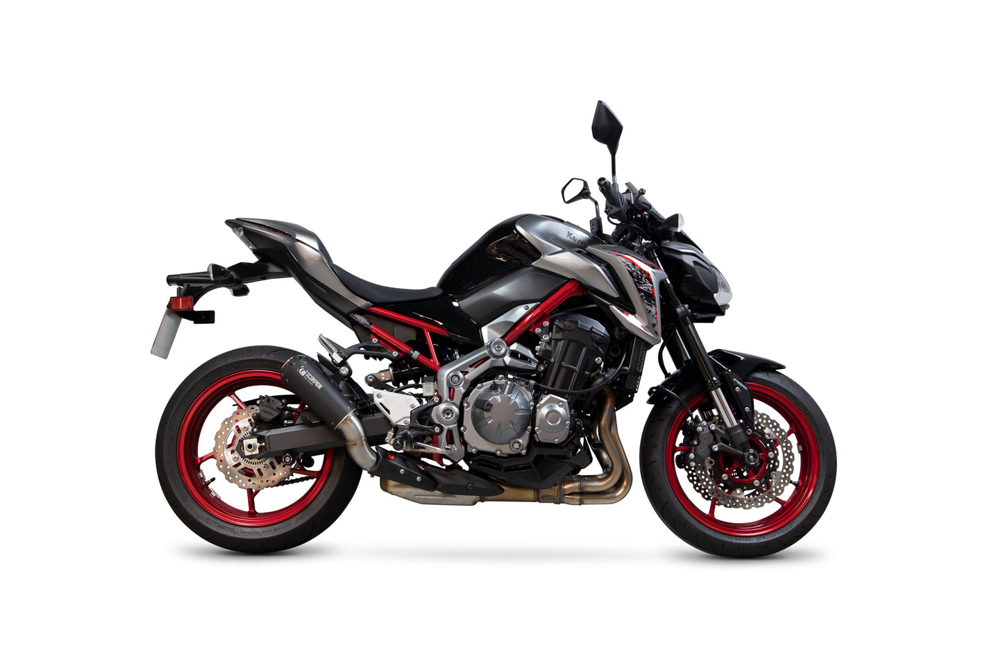 SCORPION RED POWER SLIP-ON KAWASAKI Z900/Z900 (A2) 17'-19' BLACK CERAMIC