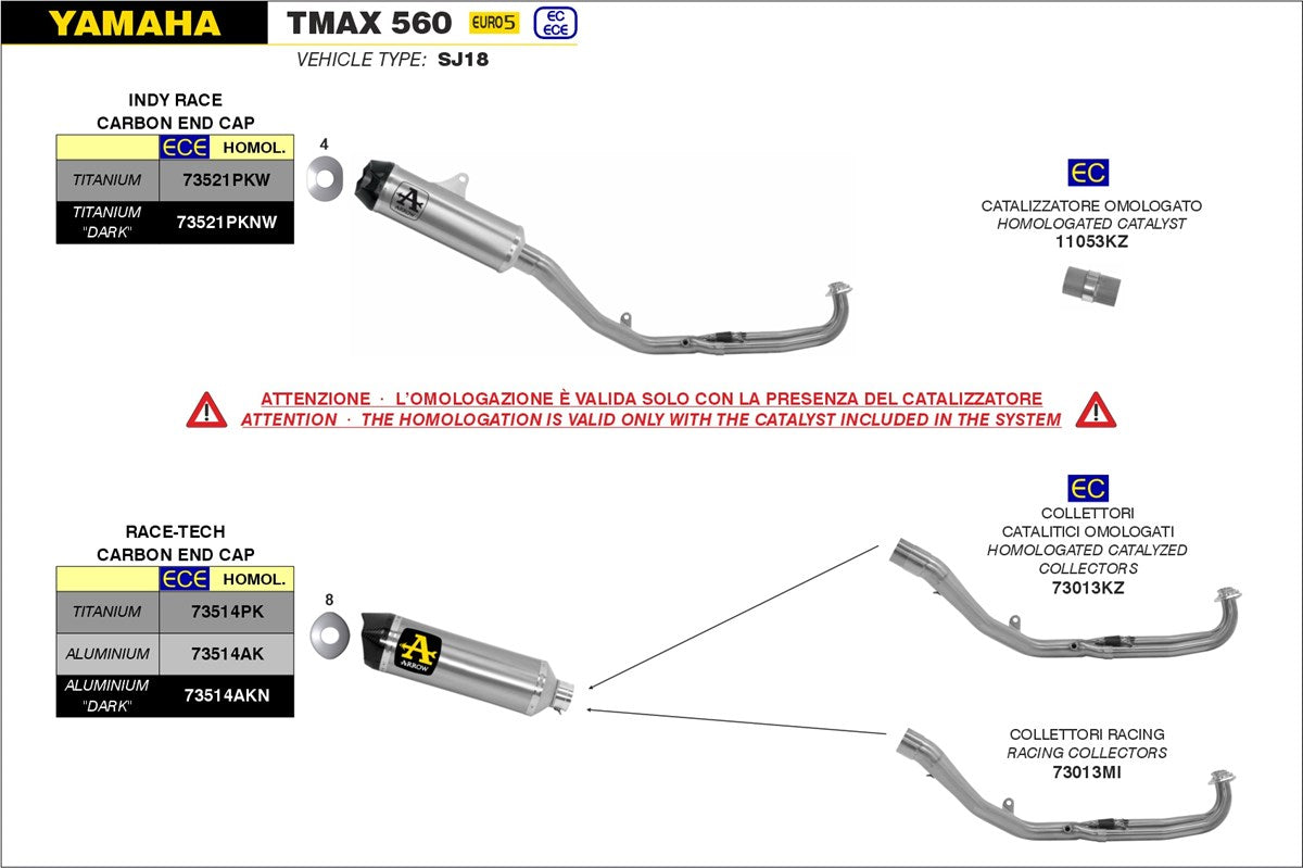 ARROW SILENCIOSO RACE-TECH DE ALUMINIO "DARK" FONDO EN CARBONO YAMAHA TMAX 530 2017-19 / TMAX 560 2020-24