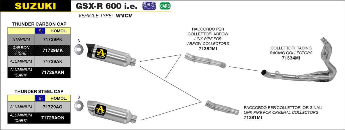 ARROW CONECTOR PARA COLECTORES ORIGINALES SUZUKI GSX-R 600 2008-2010