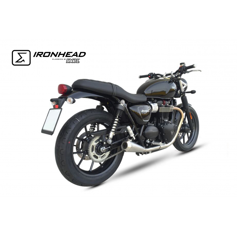 IXIL SLIP ON (SILENCIADOR DERECHO Y IZQUIERDO) - IRONHEAD CONICAL MATT INOX - TRIUMPH STREET TWIN / SPEED TWIN 900 2016-22