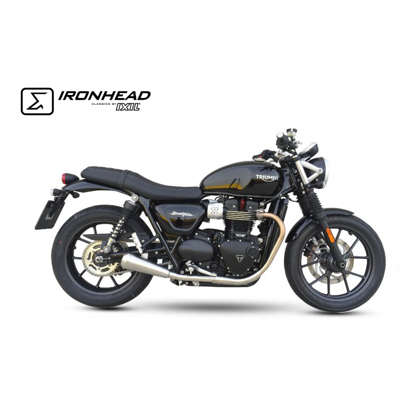 IXIL SLIP ON (SILENCIADOR DERECHO Y IZQUIERDO) - IRONHEAD CONICAL MATT INOX - TRIUMPH STREET TWIN / SPEED TWIN 900 2016-22