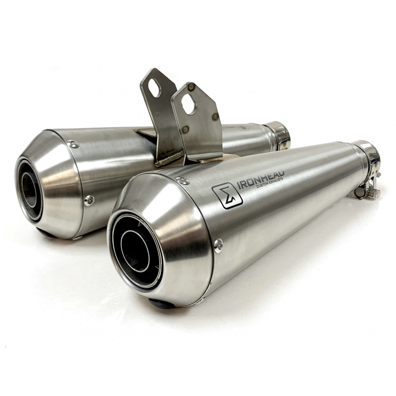IXIL SLIP ON (SILENCIADOR DERECHO Y IZQUIERDO) - IRONHEAD CONICAL MATT INOX - TRIUMPH STREET TWIN / SPEED TWIN 900 2016-22