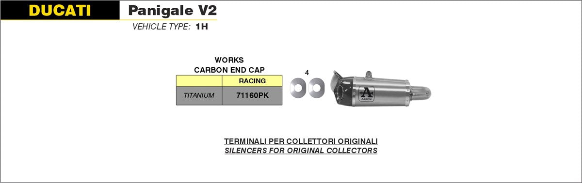 ARROW SILENCIADOR WORKS DE TITANIO FONDO EN CARBONO DUCATI PANIGALE V2 2020-24