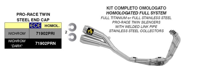 ARROW SISTEMA COMPLETO HOMOLOGADO PRO-RACE NICHROM HONDA CB 650 R 2019-23