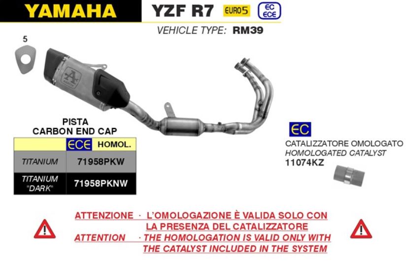 ARROW SISTEMA COMPLETO PISTA EN TITANIO "DARK" FONDO EN CARBONO YAMAHA R7 2021-24