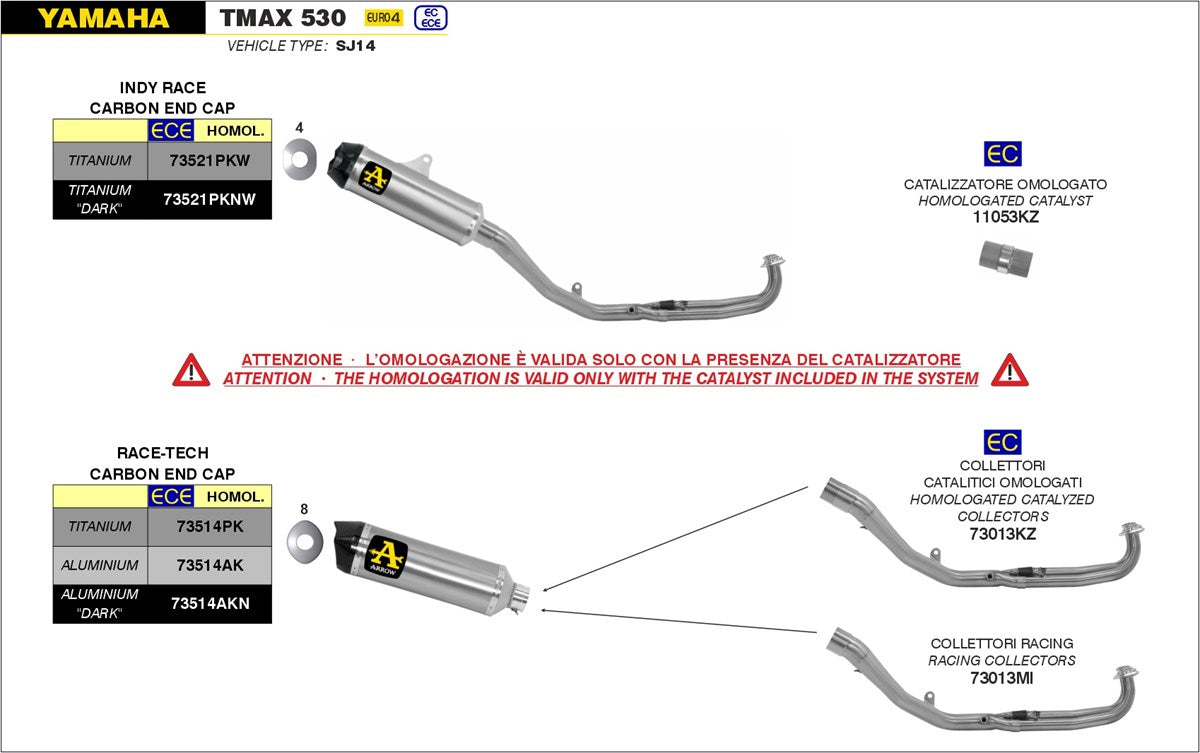 ARROW SISTEMA COMPLETO CON SILENCIOSO INDY RACE EN TITANIO YAMAHA TMAX 530 2017-19 / TMAX 560 2020-24