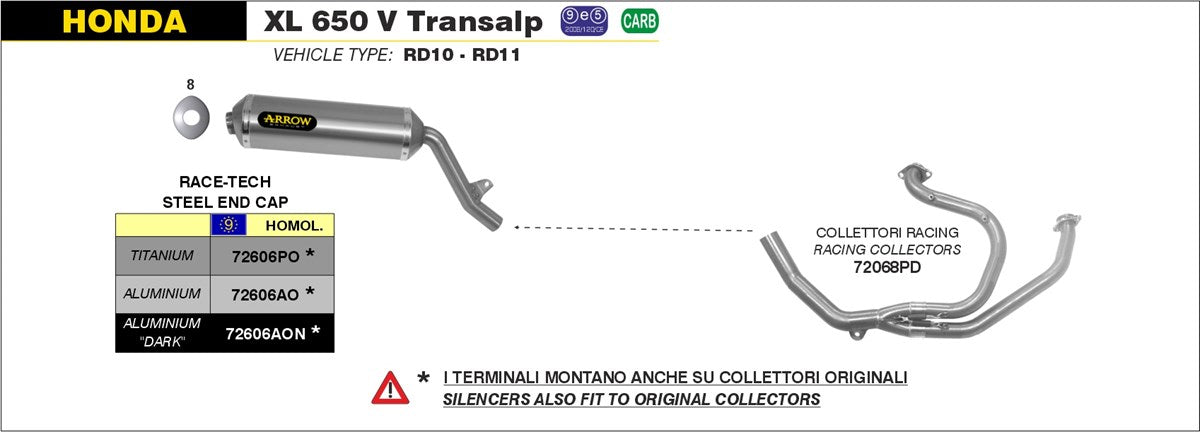 ARROW COLECTORES HONDA XL 650 V TRANSALP 2000-07