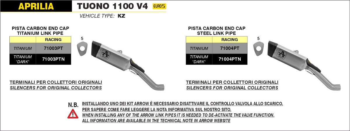 ARROW SILENCIOSO PISTA DE TITANIO "DARK" CON CONECTOR DE TITANIO APRILIA APRILIA RSV 4 1100 FACTORY 2021-24 / TUONO V4 1100 2021-24