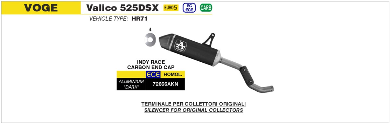 ARROW INDY RACE DARK HOMOLOGADO VOGE VALICO 525DSX 2023-24