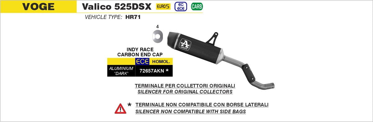 ARROW INDY RACE EVO DARK HOMOLOGADO VOGE VALICO 525DSX 2023-24