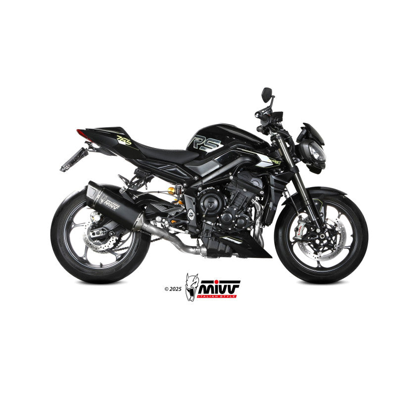 MIVV SR-1 BLACK TITANIUM FULL SYSTEM HOMOLOGADO TRIUMPH STREET TRIPLE 765 R / RS 2025-26